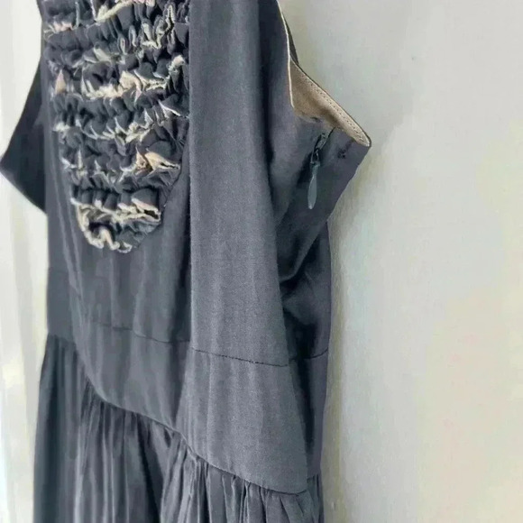 Anthropologie Burlapp Eyeleted Islands Silk Blend Dress Sleeveless Size 4 - Picture 3 of 7